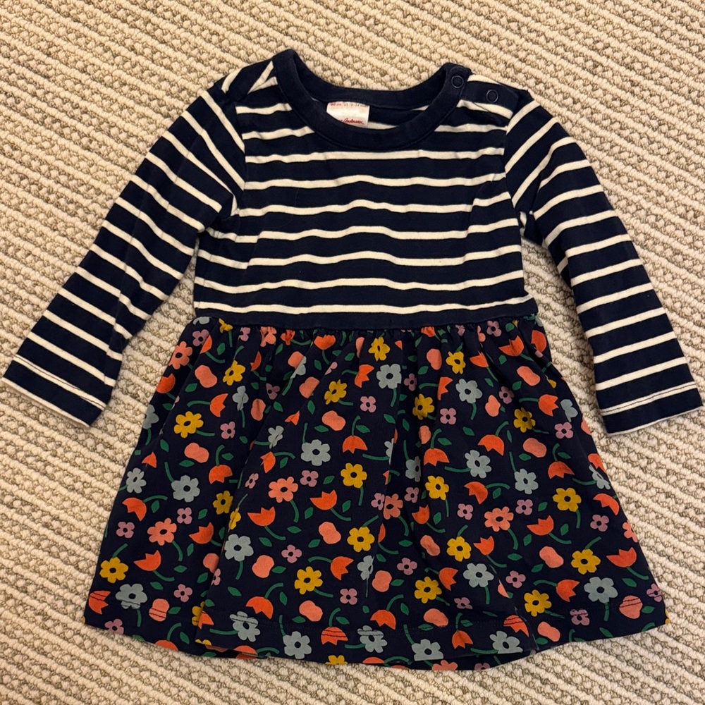 Hanna Andersson Navy Striped and Floral Dress
